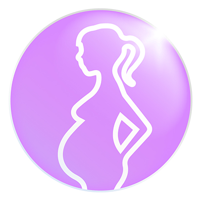 Pictogramme Grossesse violet avec femme enceinte
